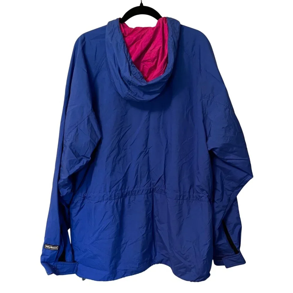 Vintage 90s Helly Hansen Blue & Pink Windbreaker Anorak Jacket XL Retro Outdoor